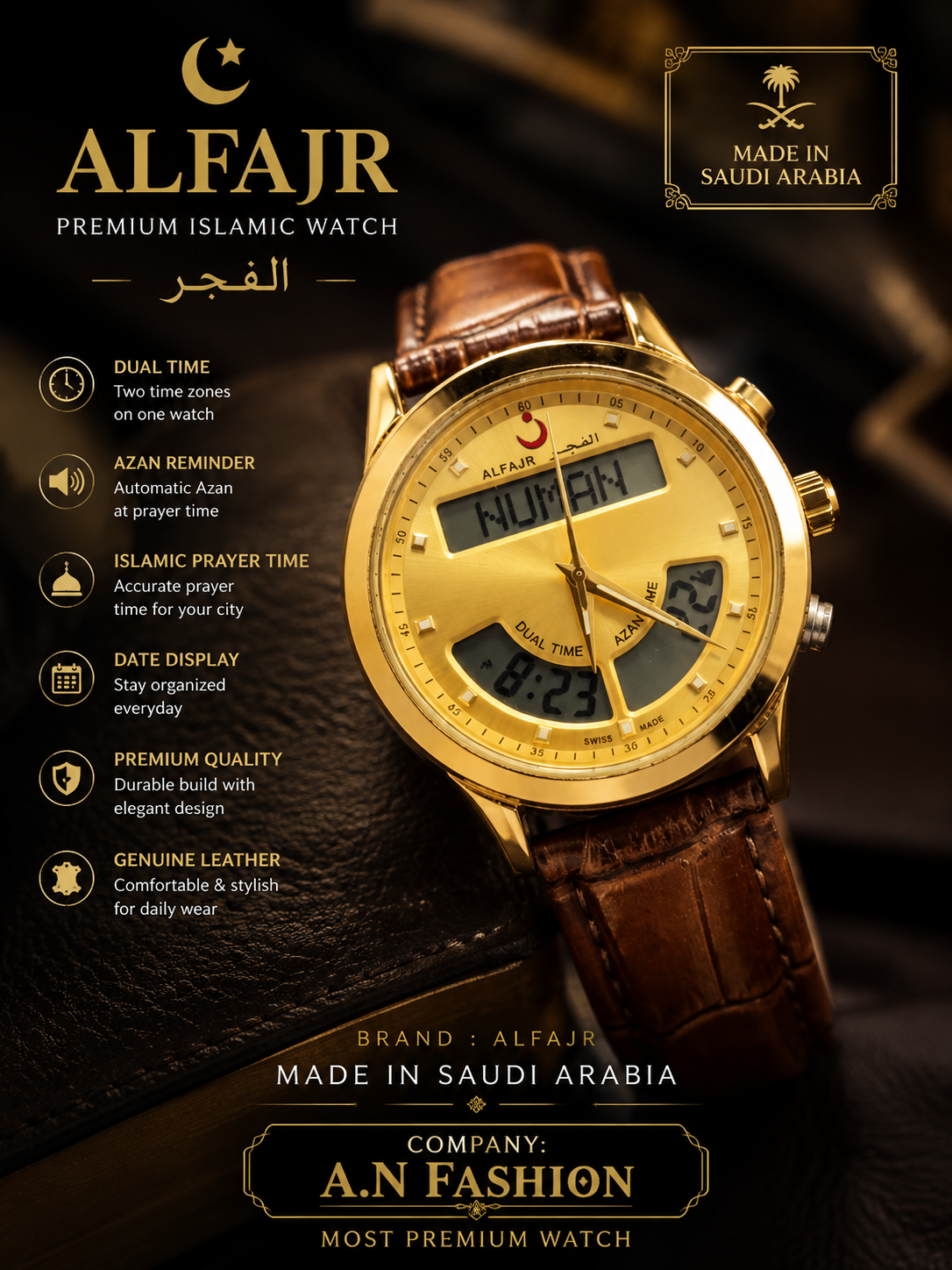 ALFAJR Premium Islamic Watch الفجر | ساعة إسلامية فاخرة